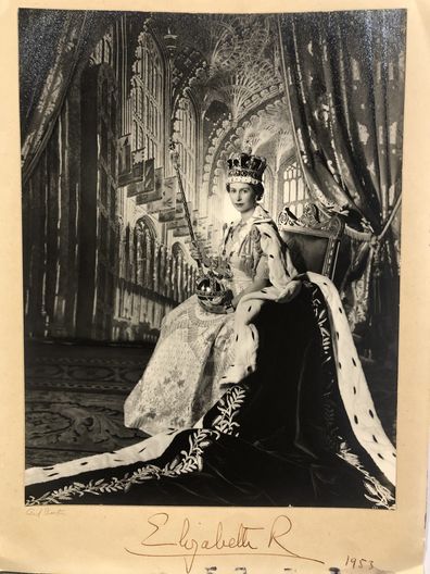 Signed photograph of Queen Elizabeth II's coronation sent to the Evatt family