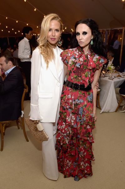 Stylist and designer Rachel Zoe with Stacey Eisner at the Net-a-porter x GOOD+ dinner at the Seinfeld's estate.