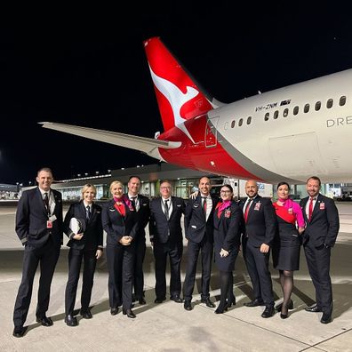Qantas staff wearing new uniforms