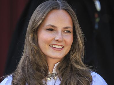 OSLO, NORWAY - MAY 17: Princess Ingrid Alexandra of Norway attends the Norwegian Constitution Day with the children's parade at their residence Skaugum on May 17, 2025 in Oslo, Norway. (Photo by Per Ole Hagen/Getty Images)