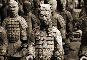 What are the first emperor of China's funerary statues made from?
