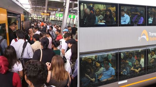 Sydney train commuters could face more scenes like this today amid possible network delays and disruptions on Monday (Supplied).
