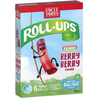 Uncle Toby's Roll-ups Rainbow Berry 6 Pack - 4.2 grams
