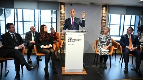 British MP Chuka Umunna speaks to the media during a press conference with a group of six other MPs as they quit the Labour Party.