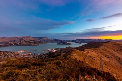 In this May 26, 2019 photo, the port of Lyttelton in Canterbury, New Zealand is seen from Mount Pleasant in the Port Hills of Christchurch.