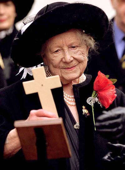 Queen Mother marking the Royal British Legion Field of Remembrance