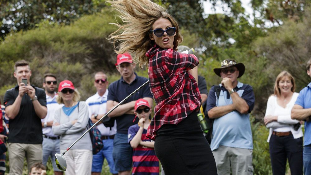 Torah Bright causes mayhem at celebrity golf event