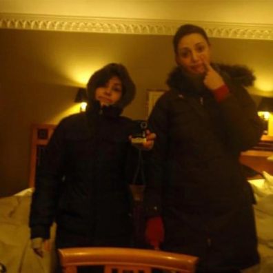 Hollie and Andrea at London Heathrow 2009- night 1 sharing a hotel with a stranger soon to be best friend
