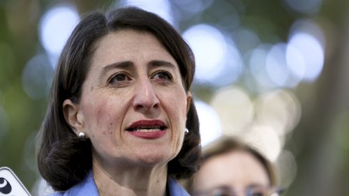 NSW Premier Gladys Berejiklian addressed the light rail project at a press conference in Hyde Park today. (AAP)