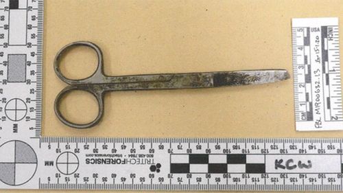 The scissors Constable Zachary Rolfe was stabbed with.