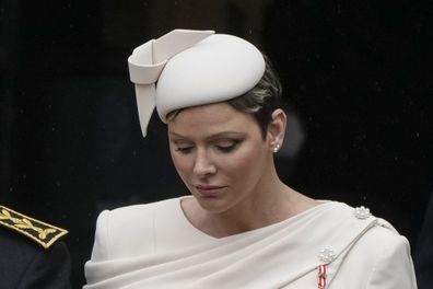 Monaco's Princess Charlene arrives at Westminster Abbey prior to the coronation ceremony of Britain's King Charles III in London Saturday, May 6, 2023. 