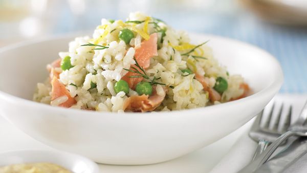 Risotto with fish and peas