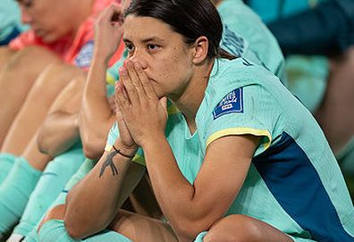 Sam Kerr looking dejected during 2023 FIFA World Cup third place play-off (Getty)