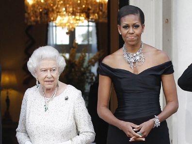 Former US First Lady Michelle Obama and Queen Elizabeth.