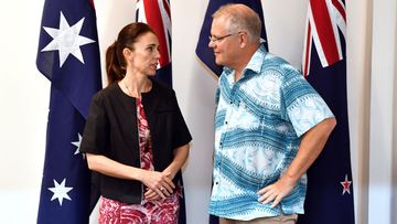 NZ PM Jacinda Ardern and Mr Morrison yesterday.
