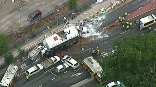Eight cars were crushed in the crash. (9NEWS)