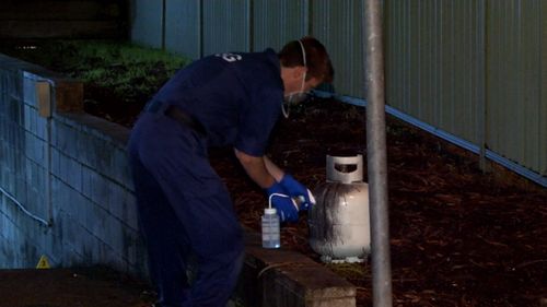 Zhurawel ignited a gas bottle inside his car outside Merrylands police station. Picture: 9NEWS