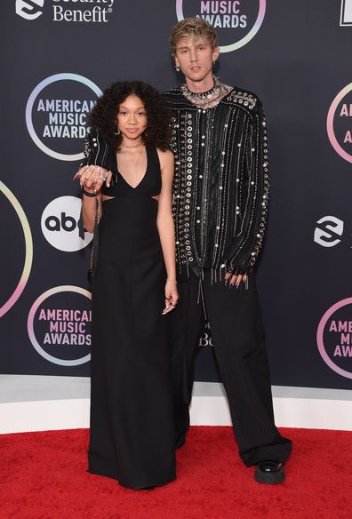 Machine Gun Kelly and daughter Casie attend the American Music Awards in 2021.