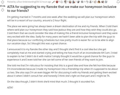 Reddit honeymoon dilemma