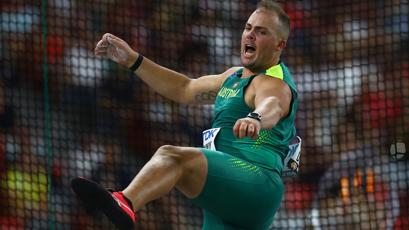 Australian discus ace Matt Denny in action at the 2023 World Championships in Budapest.