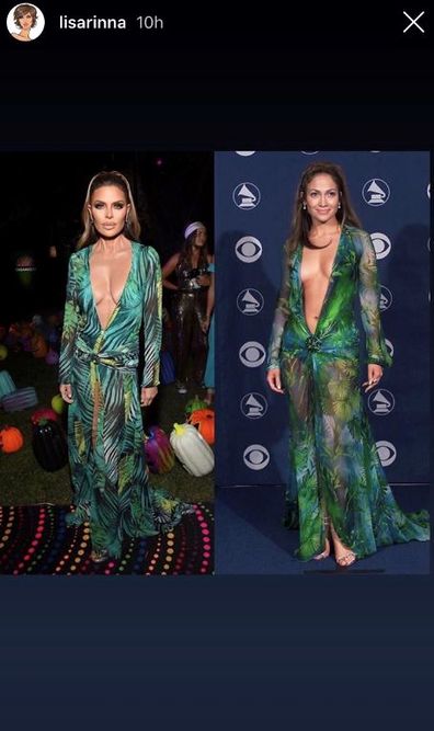 Lisa Rinna, Jennifer Lopez, Versace dress, Halloween, costume