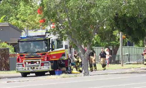 Four fire trucks attended the scene to contain the blaze.﻿