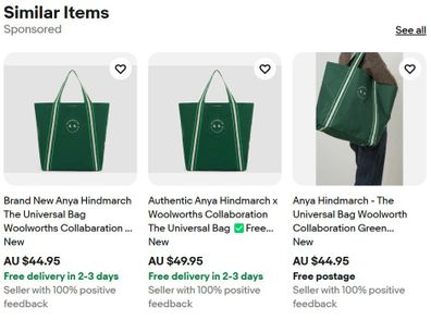 woolworths designer bag Anya Hindmarch for sale on ebay