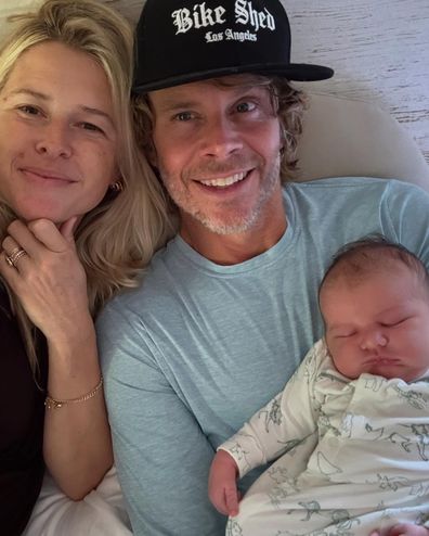 Sarah Wright Olsen and Eric Christian Olsen with their baby girl Ocean Rain Olsen