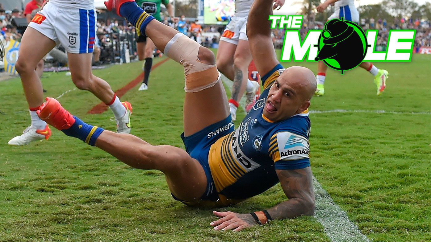 Blake Ferguson celebrates a try against the Knights in their final.