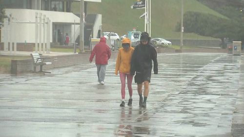 A wet Bondi Beach.