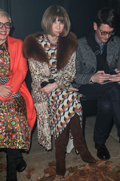 US Vogue editor Anna Wintour has been a lifelong fur fan, here in the front row.