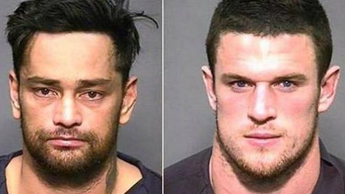 John Sutton and Luke Burgess' US mugshots. (Supplied)