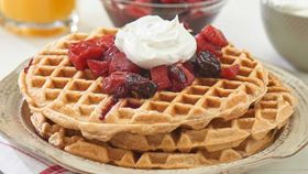 Waffle with cherry berry sauce