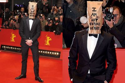 Shia LaBeouf isn't famous anymore... but he is crying into the paper bag he popped onto his head at the Berlin Film Festival. <br/><br/>Yep, Shia's taken attention-seeking to a whole new level of horrid.