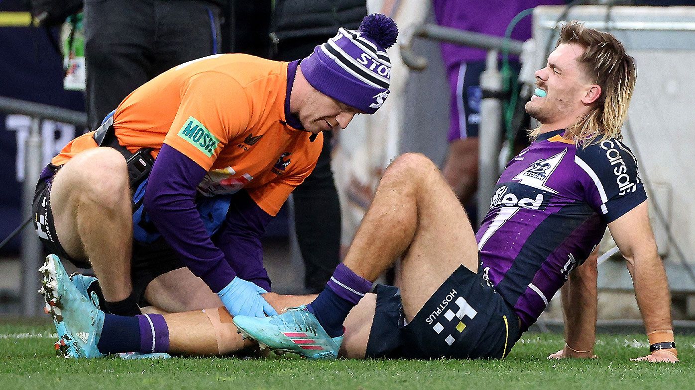 Melbourne Storm star Ryan Papenhuyzen rushed to hospital after nasty knee injury