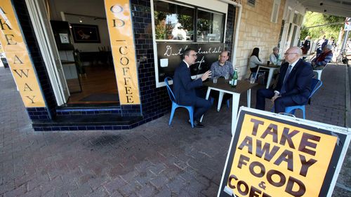 Premier Steven Marshall said cafes and restaurants will be allowed to serve 10 customers indoors from Friday.