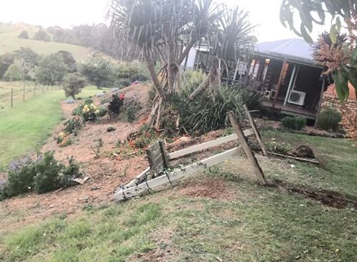 Photos indicated the swing set was not pinned or attached to the ground.