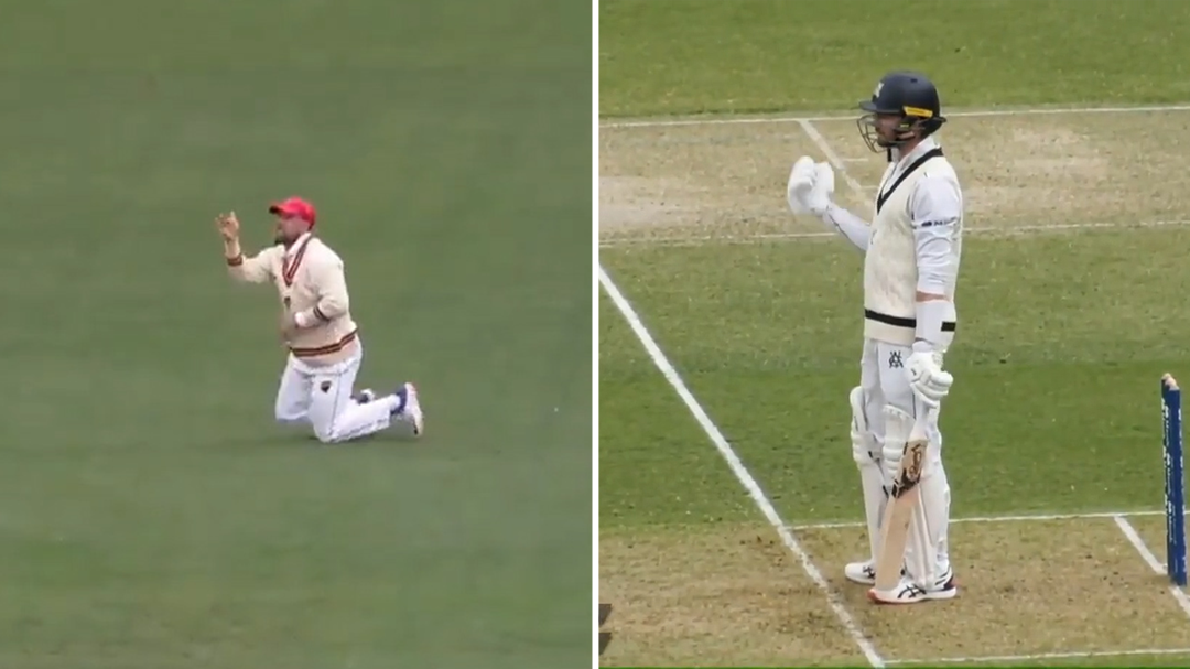 'He can't believe it': Peter Handscomb refuses to walk after controversial catch by Jake Lehmann