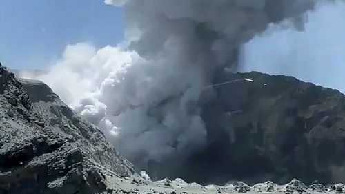 A photo of the eruption on White Island taken by a tourist.