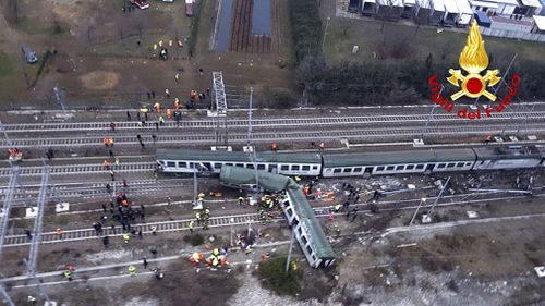 The train derailed about 40km from Milan. (AAP)