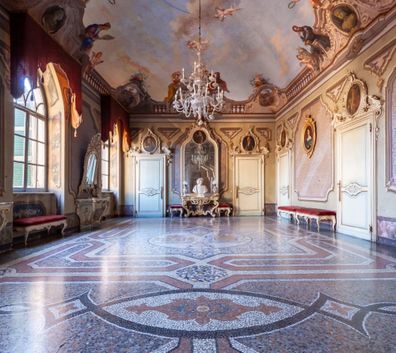 Italy, ballroom, Castle Sanazzaro.