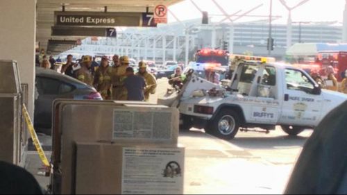 A girl has been injured after a car crashed into the wall at LAX. (@LTOKEN, Twitter)