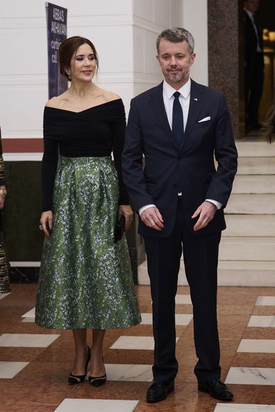 COPENHAGEN, DENMARK - NOVEMBER 07: Crown Princess Mary of Denmark and Crown Prince Frederik of Denmark attend the Joaquín Sorolla exhibition - Light in Motion (Luz en Movimiento) and a dinner at the Glyptoteket Museum on November 07, 2023 in Copenhagen, Denmark. (Photo by Carlos Alvarez/Getty Images)