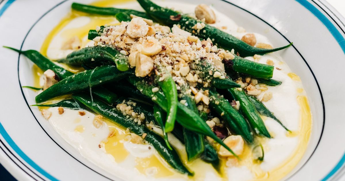 Green bean salad with almond cream and roasted hazelnuts recipe | Massimo Mele - 9Kitchen