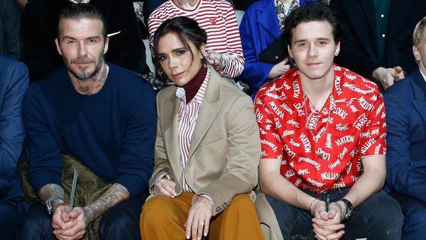 The family that gets ink together ... David, Victoria and Brooklyn Beckham. Image: Getty.