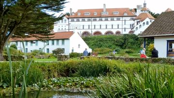 Caldey Island' monastery, home to a community of Cistersian Monks. Source; YouTube