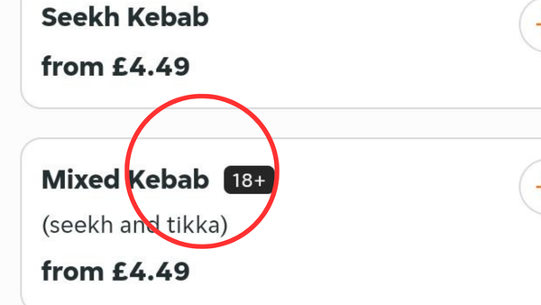 Kebab shop menu