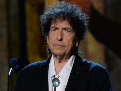 Bob Dylan onstage at the 25th anniversary MusiCares 2015 Person Of The Year Gala honoring Bob Dylan at the Los Angeles Convention Center on February 6, 2015 in Los Angeles, California. 