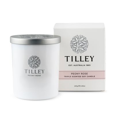 <p><strong><em>Candle Therapy</em></strong>&nbsp;-<a href="https://tilleysoaps.com.au/" target="_blank">T</a><a href="https://tilleysoaps.com.au/" target="_blank" draggable="false">illey Peony Rose Soy Candle - RRP: $19.95&nbsp;</a></p>