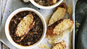 Will and Steve's French onion soup with Gruyere croutons
